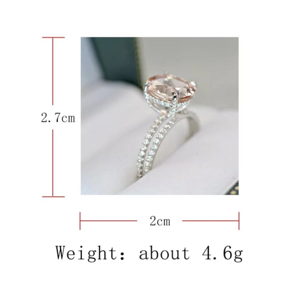 Champagne Zircon Ring 2 PCS/Set Size 6-10 - Picture 2 of 5